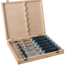 FIXTEC Professional 6/10/12/19/25/32mm 6 Pieces Square Wood Carving Tools Set With Box